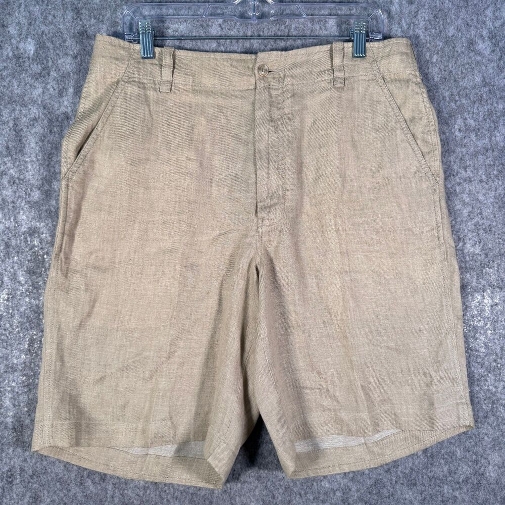 Tommy Bahama Linen Shorts Mens 33x9 Beige Summer Lightweight Outdoors